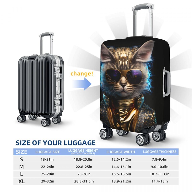 Funny Cat Suitcase Cover animla cu ochelari de soare Cruise Trip Flight Fun Luggage Case Protection