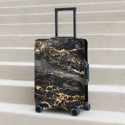 Κάλυμμα βαλίτσας Glitter Marble Abstract Art Golden Travel Flight Practical Bagagage Accesories Protector