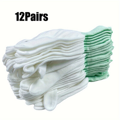 12/6/1Pairs House Cleaning Gloves White Nylon Sewing Glove Quilting Gloves for Warehouse Gardening
