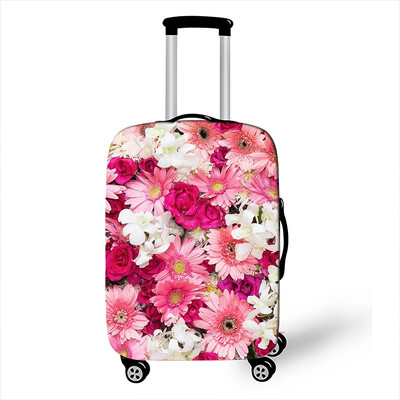 Csinos virágos poggyászvédő huzatok utazáshoz Anit-dust kocsitokok huzat Elasztikus rózsa bőröndhuzat utazási kiegészítők