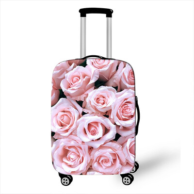 Csinos virágos poggyászvédő huzatok utazáshoz Anit-dust kocsitokok huzat Elasztikus rózsa bőröndhuzat utazási kiegészítők