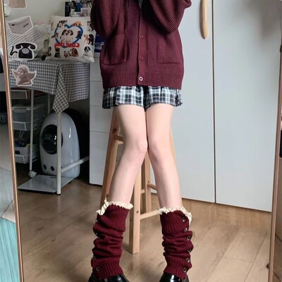 Grijači za noge s dizajnom Y2K gumba Harajuku Ženske čarape za pletenje grijača za djevojke Ženske čarape za noge Grijači za noge Zimski grijač za gležnjeve