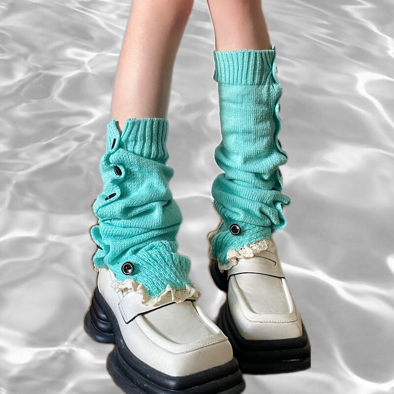 Grijači za noge s dizajnom Y2K gumba Harajuku Ženske čarape za pletenje grijača za djevojke Ženske čarape za noge Grijači za noge Zimski grijač za gležnjeve