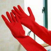 Flexibilné pohodlné gumené rukavice na čistenie riadu Red Dish Lady Kuchynské čistiace príslušenstvo Umývanie dlhé