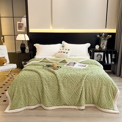 Pătură de catifea sculptată de iarnă lenjerie de pat șal de birou cuvertură de pat pentru canapea de acasă Pătură moale de catifea cu două fețe pentru aer condiționat