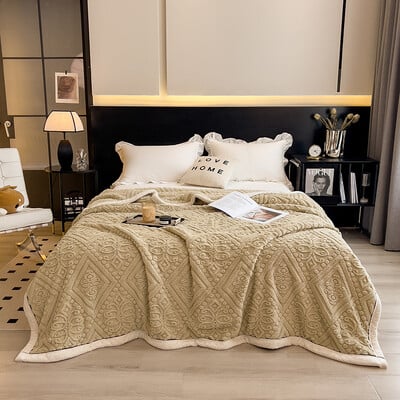 Pătură de catifea sculptată de iarnă lenjerie de pat șal de birou cuvertură de pat pentru canapea de acasă Pătură moale de catifea cu două fețe pentru aer condiționat