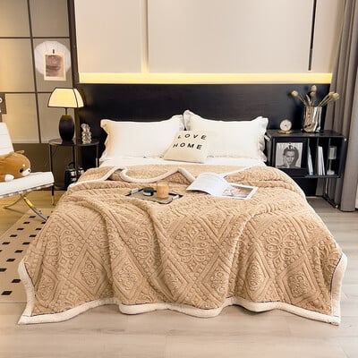 Pătură de catifea sculptată de iarnă lenjerie de pat șal de birou cuvertură de pat pentru canapea de acasă Pătură moale de catifea cu două fețe pentru aer condiționat
