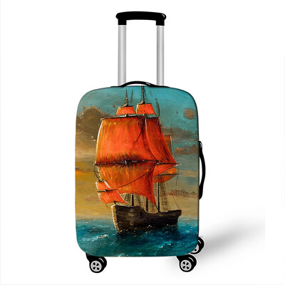 Husă pentru bagaje pentru barcă cu pânze pentru călătorie, cu peisaj, husă elastică pentru valiză, husă antipraf pentru cărucior Huse de protecție