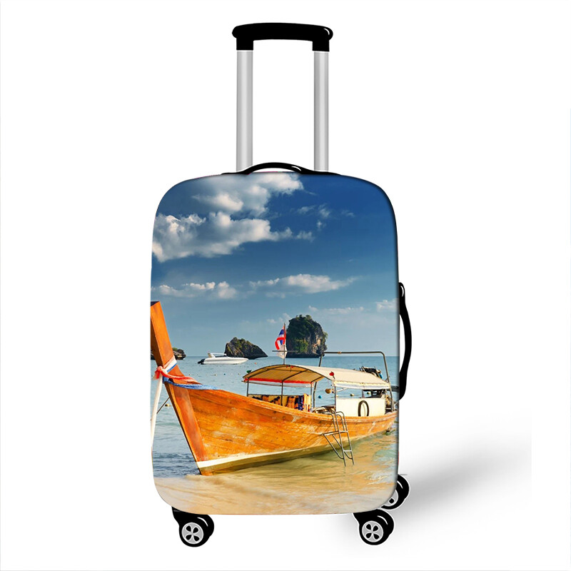 Husă pentru bagaje pentru barcă cu pânze pentru călătorie, cu peisaj, husă elastică pentru valiză, husă antipraf pentru cărucior Huse de protecție