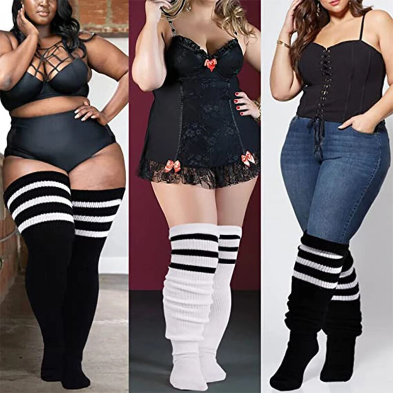 American Trends Plus Size Γυναικείες κάλτσες με ψηλό μηρό για χοντρό μηρό Πολύ μακριές κάλτσες πάνω από το γόνατο Κάλτσες για μπότες θερμαντήρες ποδιών