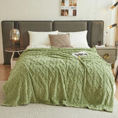 Pături de flanel din lână de corali pentru paturi, de culoare solidă, primăvară, iarnă, moale, caldă, cuvertură de pat, husă de canapea, pături în carouri de pluș Tafurong