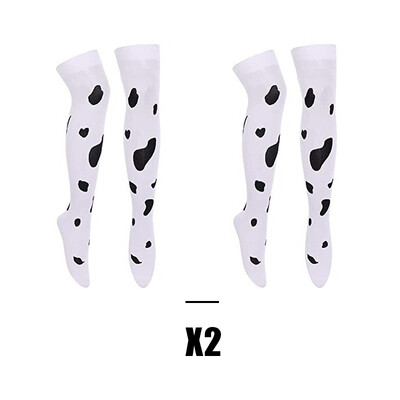 2 ks dámskych dlhých stehien vysokých ponožiek s kravským vzorom nad kolená, cosplay doplnky, pančuchy, návleky na nohy, anime pančuchy, nové