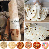 WASART Pătură caldă de flanel tortilla pită mexicană lavash pătură pentru pat canapea fleece cuverturi de pat în carouri pătură pizza de iarnă