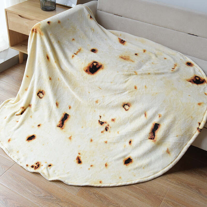 WASART Pătură caldă de flanel tortilla pită mexicană lavash pătură pentru pat canapea fleece cuverturi de pat în carouri pătură pizza de iarnă