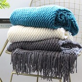 Darčekové prikrývky so strapcami, hrubé vintage luxusné boho pletené deky v severskom štýle, nadrozmerný poťah na pohovku