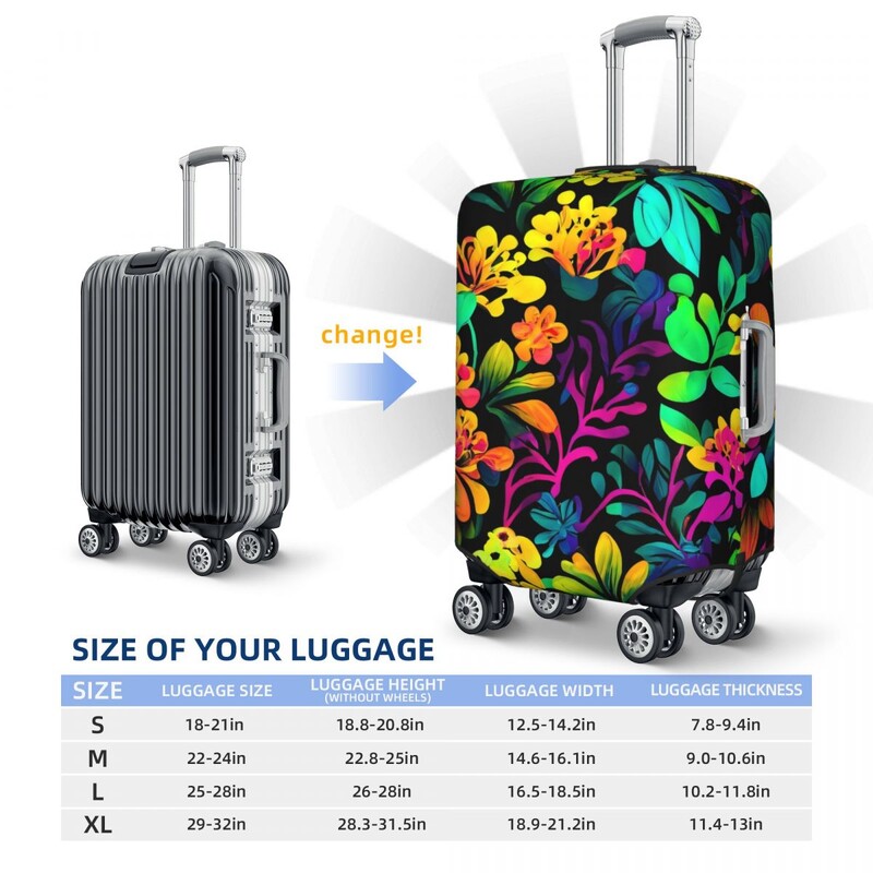 Tankus gėlėtas lagamino užvalkalas Spalva gėlės kruizinių kelionių apsauga skrydžio elastingi bagažo priedai