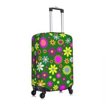 Flower Power Suitcase Cover Bright Floral Flight Cruise Trip Забавна защита на куфара за багаж