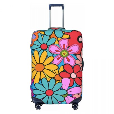 Flower Power bőröndhuzat Fényes virágos, repülős körutazás szórakoztató csomagtartó védelem