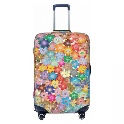 Flower Power bőröndhuzat Fényes virágos, repülős körutazás szórakoztató csomagtartó védelem