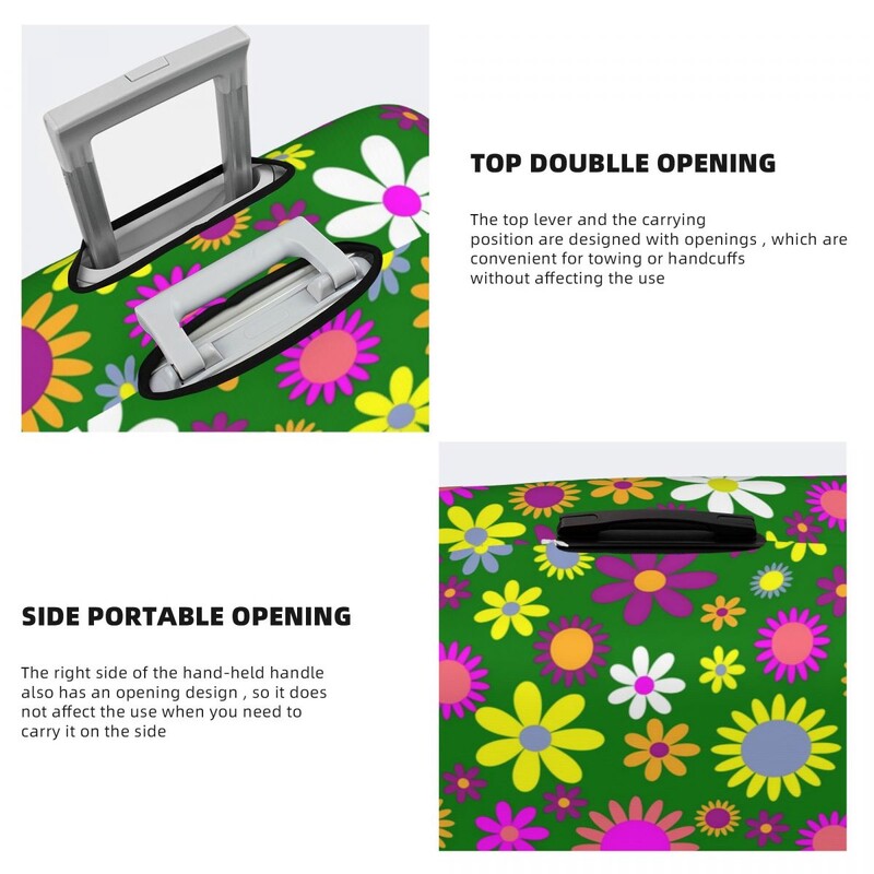 Flower Power bőröndhuzat Fényes virágos, repülős körutazás szórakoztató csomagtartó védelem