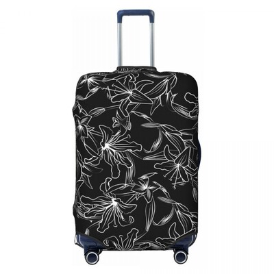 Baltos lelijos gėlėtas lagamino viršelis gėlės Spausdinti Linksmas kruizinis kelionės apsauginis bagažo dėklas Skrydis