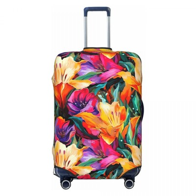 Baltos lelijos gėlėtas lagamino viršelis gėlės Spausdinti Linksmas kruizinis kelionės apsauginis bagažo dėklas Skrydis
