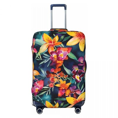 Baltos lelijos gėlėtas lagamino viršelis gėlės Spausdinti Linksmas kruizinis kelionės apsauginis bagažo dėklas Skrydis