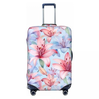 Baltos lelijos gėlėtas lagamino viršelis gėlės Spausdinti Linksmas kruizinis kelionės apsauginis bagažo dėklas Skrydis