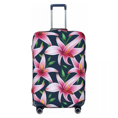 Baltos lelijos gėlėtas lagamino viršelis gėlės Spausdinti Linksmas kruizinis kelionės apsauginis bagažo dėklas Skrydis