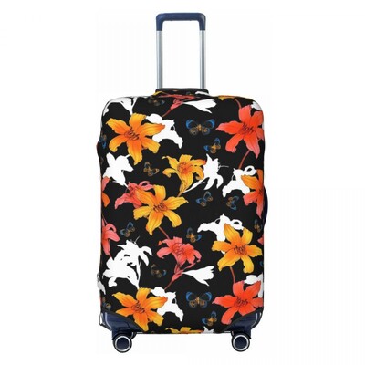 Baltos lelijos gėlėtas lagamino viršelis gėlės Spausdinti Linksmas kruizinis kelionės apsauginis bagažo dėklas Skrydis