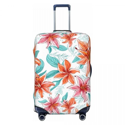 Baltos lelijos gėlėtas lagamino viršelis gėlės Spausdinti Linksmas kruizinis kelionės apsauginis bagažo dėklas Skrydis