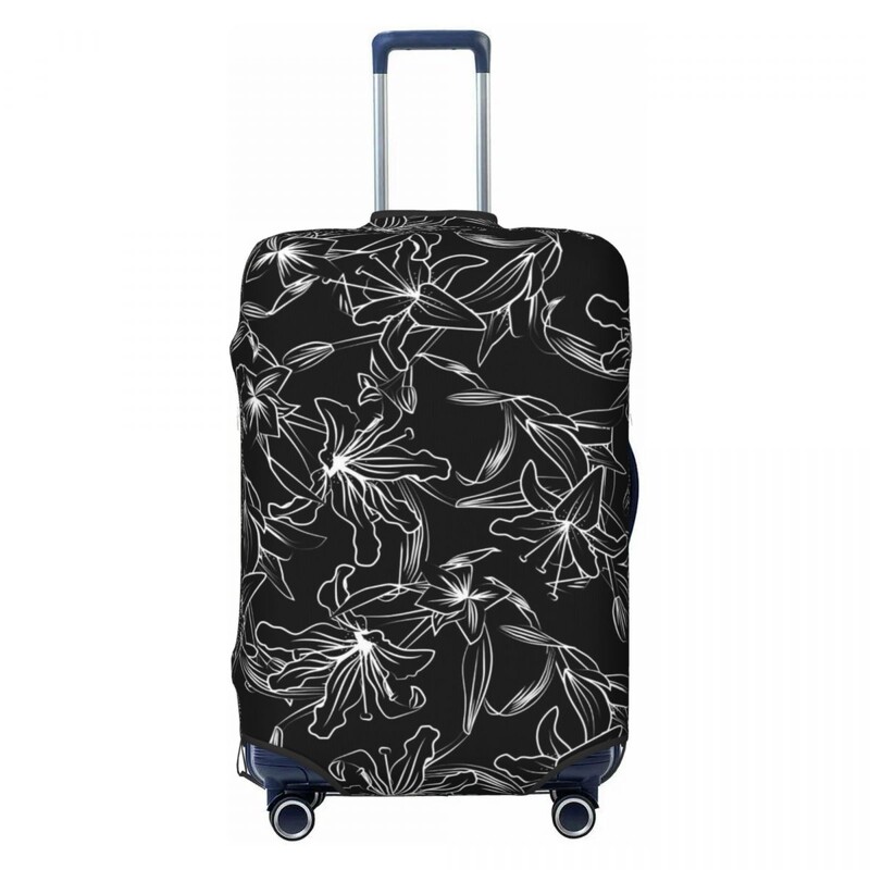 Baltos lelijos gėlėtas lagamino viršelis gėlės Spausdinti Linksmas kruizinis kelionės apsauginis bagažo dėklas Skrydis