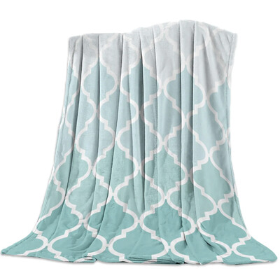 Cuvertură geometrică, albastru, verde, degradat, turcoaz, unisex, pentru copii, cuvertură de pat, cuvertură, durabilă, caldă, confortabilă.