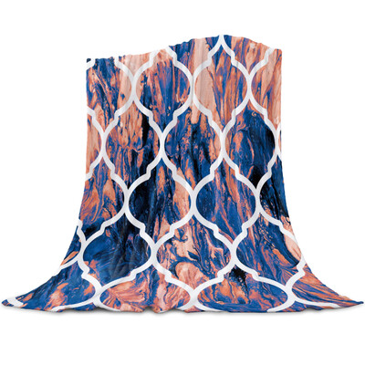 Cuvertură geometrică, albastru, verde, degradat, turcoaz, unisex, pentru copii, cuvertură de pat, cuvertură, durabilă, caldă, confortabilă.