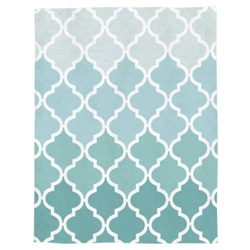 Cuvertură geometrică, albastru, verde, degradat, turcoaz, unisex, pentru copii, cuvertură de pat, cuvertură, durabilă, caldă, confortabilă.