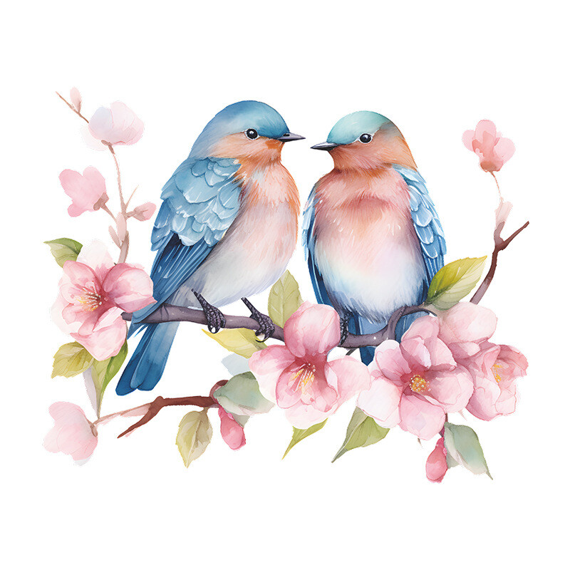 Външна търговия Свети Валентин романтична двойка цветя и птици спалня тоалетна декорация на дома стикери за стена стикери самозалепващи се на едро трансгранични