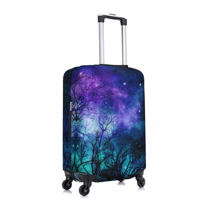 Kryt na kufor s potlačou fantázie a magického lesa, snívajúca hviezdna obloha, chránič na plavbu, dovolenku, užitočný obal na batožinu