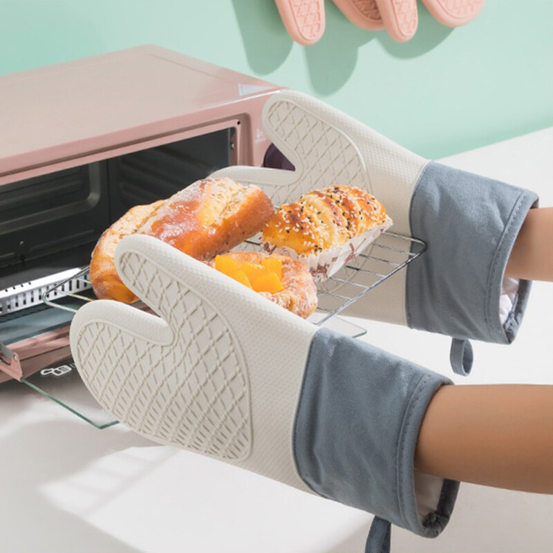 2 tk paksenenud silikoonkindad ahju soojusisolatsiooniga sõrmekindad toiduvalmistamiseks mikrolaineahjus libisemiskindla haardega potihoidja köögi küpsetustööriist