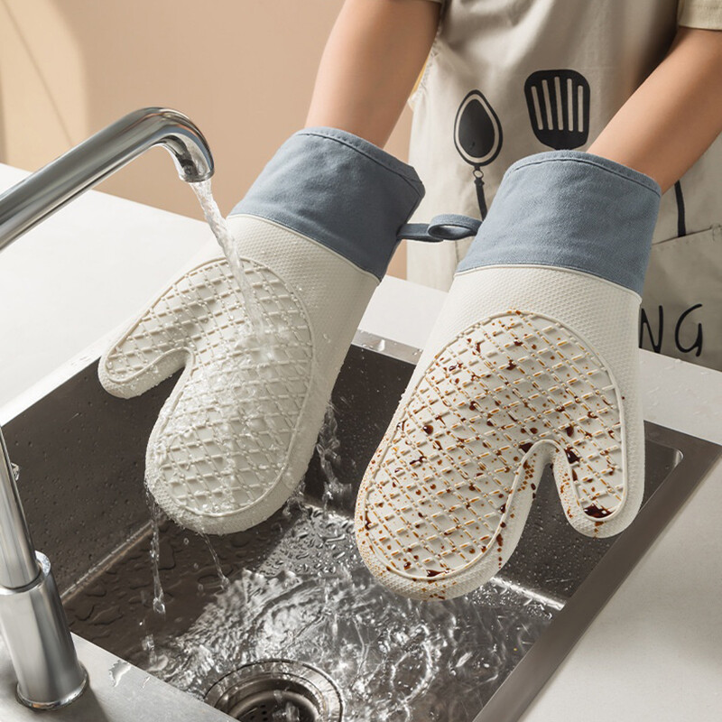 2 tk paksenenud silikoonkindad ahju soojusisolatsiooniga sõrmekindad toiduvalmistamiseks mikrolaineahjus libisemiskindla haardega potihoidja köögi küpsetustööriist