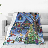 Dekoravimas Kalėdoms Super Minkšta antklodė Žieminis Sniego senelis Atostogų antklodė Žieminė Juokinga flanelinė lovatiesė Sofos lovos užvalkalas