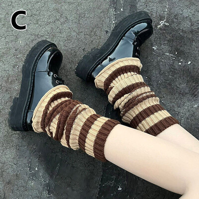 Gotički pleteni grijač za noge Japanska pruga Labava navlaka za čarape Cool Girl Ležerna čarapa za zaštitu nogu Harajuku Manžete za čizme