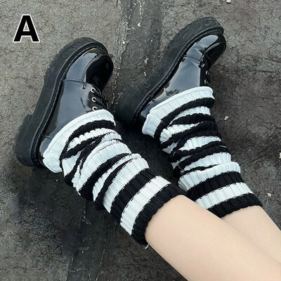 Gotički pleteni grijač za noge Japanska pruga Labava navlaka za čarape Cool Girl Ležerna čarapa za zaštitu nogu Harajuku Manžete za čizme