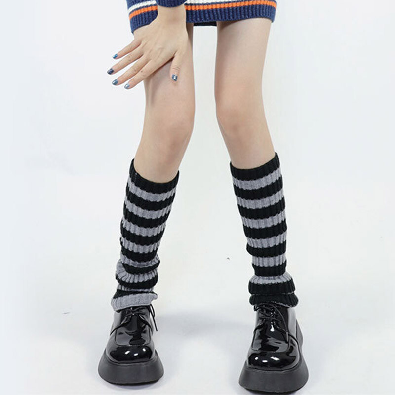 Gotički pleteni grijač za noge Japanska pruga Labava navlaka za čarape Cool Girl Ležerna čarapa za zaštitu nogu Harajuku Manžete za čizme