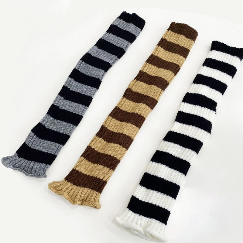 Gotički pleteni grijač za noge Japanska pruga Labava navlaka za čarape Cool Girl Ležerna čarapa za zaštitu nogu Harajuku Manžete za čizme
