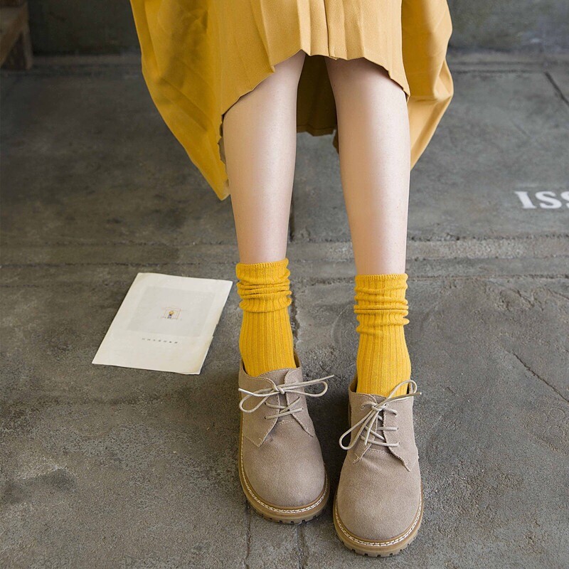 Kietos Moteriškos Kojinės Crew Vidurinis vamzdelis Medvilnė Balta Juoda Ilgas Korėjos Harajuku Laisvos Žiemos Rudens Spalvos Pagrindinė klasikinė kokybė