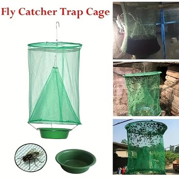 Καταπολέμηση παρασίτων κήπου Fly Catcher Επαναχρησιμοποιήσιμο Κρεμαστό Fly Catcher Fly Killer Traps Cage Net Fly Catcher Garden Hanging Bird Catcher