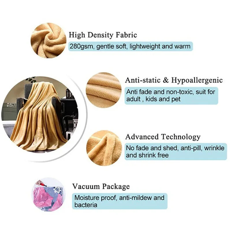 Zimná teplá mäkká teplá koralová flanelová deka na posteľ z umelej kožušiny z norky, jednofarebný poťah na pohovku, prehoz na posteľ, zimná kockovaná deka