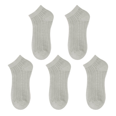 5 poros vasarinės plonos tinklinės trumpos kojinės moterims Mielos solidžios mergaičių laisvalaikio mažo vamzdžio medvilninės tuščiavidurės kvėpuojančios moteriškos kojinės