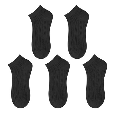 5 poros vasarinės plonos tinklinės trumpos kojinės moterims Mielos solidžios mergaičių laisvalaikio mažo vamzdžio medvilninės tuščiavidurės kvėpuojančios moteriškos kojinės