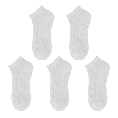 5 poros vasarinės plonos tinklinės trumpos kojinės moterims Mielos solidžios mergaičių laisvalaikio mažo vamzdžio medvilninės tuščiavidurės kvėpuojančios moteriškos kojinės